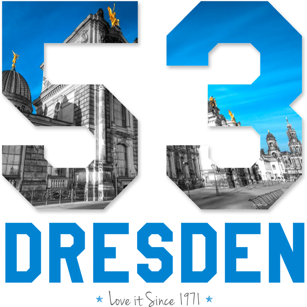 53 Dresden auf weißem T-Shirt